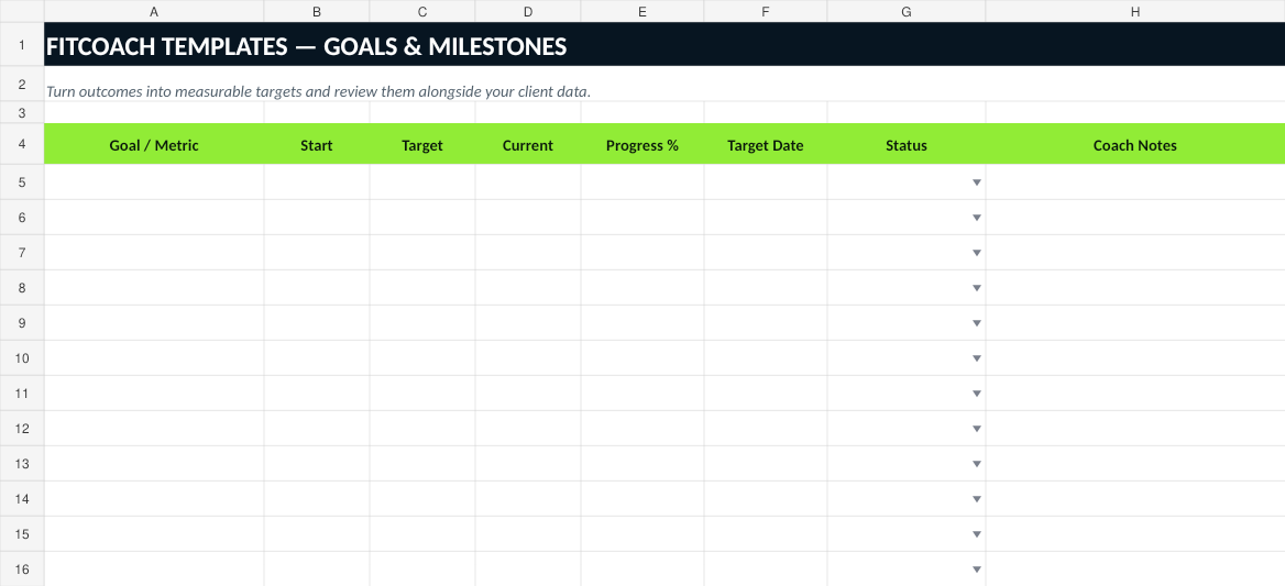 Goals and milestones tracker